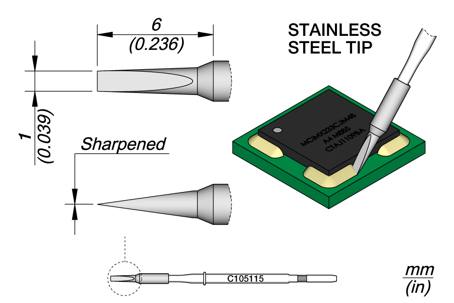 C105115 - Cartridge Conformal Coating Removal 1mm (not for soldering)